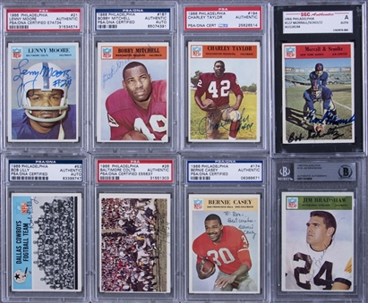 1966 Philadelphia Football Signed Cards Graded Collection (32 Different) Including Hall of Famers 